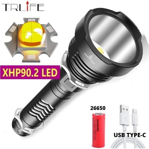 4-Core XHP100 LED Flashlight 18650 26650 5000mAH Aluminum Lantern XHP90.2 USB Rechargeable Torch XHP50 Hard Len as Power Bank