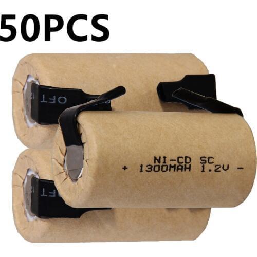 50 pcs SC 1300mah 1.2v battery NICD rechargeable batteries for makita bosch B&D Hitachi metabo dewalt for electric screwdriver