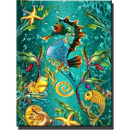 Animal Ocean Sea horse 5D Diy Diamond Painting Full Square/round Diamond Embroidery Mosaic Mysterious Gift JX769
