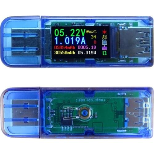 AT34 USB3.0 IPS HD Color Screen USB Energy Power Tester Voltage Current Capacity Equivalent Impedance Temperature Tester