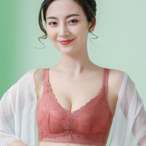 Sexy Wide Strap Heighten Side Small Breast Push Up Bras Woman Comfy Lingerie Seamless Without Rim French Style Lace Brassiere