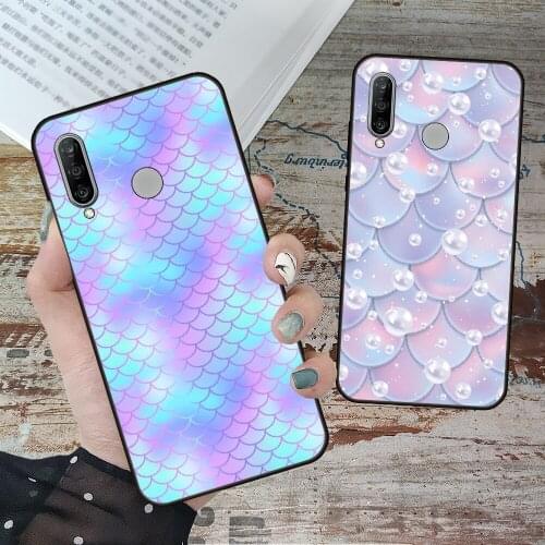 Phone Case For Huawei P20 P30 P40 P Smart Z + P10 Mate 30 10 20 Lite Pro Black Cover Back Silicone Waterproof Trend Fish Scale