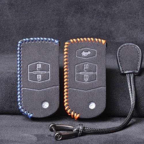 Leather Car Flip Folding Key Case Cover Protect For Mazda 2 3 5 6 CX7/CX9 RX8 MX5 Auto Remote Shell car accessories key chains