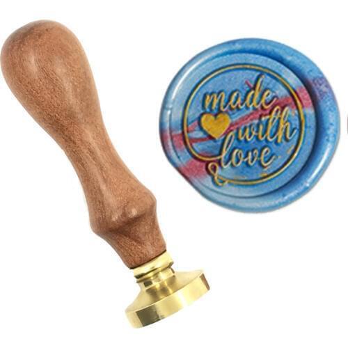 Made with Love Wax Stamp Initial stamp wood handle,DIY Ancient Seal Retro Stamp,Personalized Stamp Wax Seal High Quality