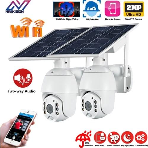 NINIVISION 4G SIM Card WIFI Solar Battery PTZ Camera 1080P Outdoor Waterproof PIR Alarm Motion Detection P2P CCTV Camera