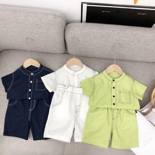 2-7 Y Toddler Boys Clothing Set 2021 Summer New Childrens Fashion Korean Suits For Boy Casual Button Shirts Shorts Baby 2pcs