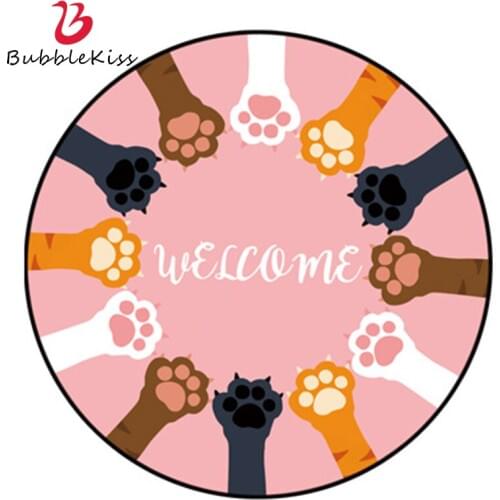 Bubble Kiss Cartoon Round Carpet Cute Cat Pat Rugs Modern Home Living Room Decoration Non Slip Floor Mats Baby Crawling Area Pad