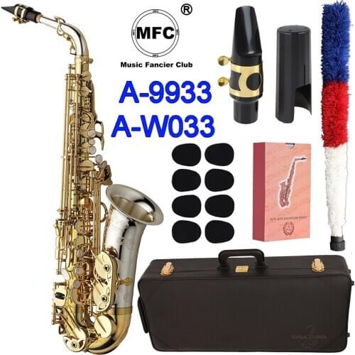 MFC Alto Saxophone A-9933 A-W033 Copper Nickel Alloy Elite Model Silver Neck Bell Sax Professional Mouthpiece Reeds Neck
