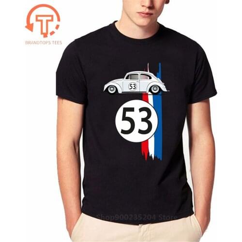 Vintage Bug Design Mens Car T-Shirt Comic Retro Herbie T Shirts Luxury Car Printed Short Sleeve Big Size Tshirt Casual JDM Tees