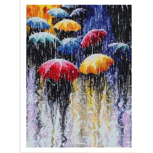 KAMY YI DIY Diy People Holding Umbrellas Diamond Painting Umbrella Landscape Mosaic Rain Landscape Embroidery Street Character