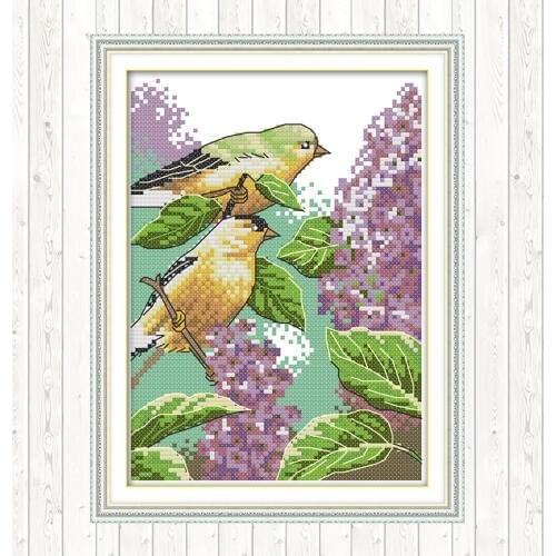 Two Little Birds Counted Cross Stitch Kits Aida 14ct 11ct Counted Printed Patterns Canvas for Embroidery Kit DMC DIY Needlework
