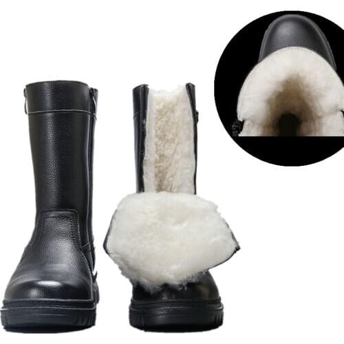 Natural Wool Men Winter Boots Non-Slip Comfortable 2020 Men Warmest Shoes Warm Plush Snow Boots Vintage High Quality Vogue Shoes