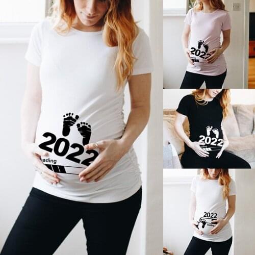 Maternity Clothing Printed Pregnant T Shirt Maternity Short Sleeve T-shirt Pregnancy Announcement Shirt New Mom Tshirts Clothes