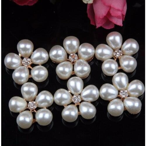 Wholesale 100pcs/lot Metal Rhinestone Button With Pearl For Hair Flower Wedding Invitation diy hair accessories Freeshipping