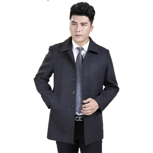 Size Plus 4XL Wool Coat Men Brand Clothing Medium Long Mens Jackets And Coats Turn-down Collar Autumn Coat Men Jacket WUJ1097 s