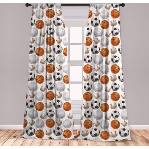 Sports Curtain Football and Volleyball Competition Theme Physical Activities Design Window Treatment Living Room Bedroom