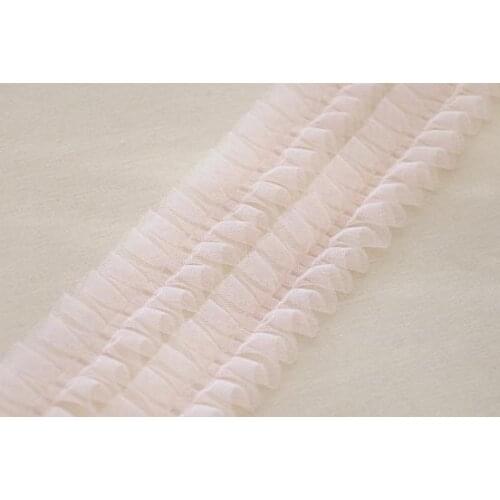 10 yards blush pink ruffled tulle trim, frill trim, pleated mesh trim, tutu dress fabric, ruffle mesh, doll dress fabric