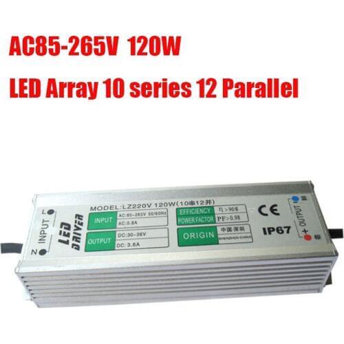 Waterproof LED Driver AC85-265V 120W 10 series 12 Parallel Power Supply for LED Street Light Flood Light High bay Light