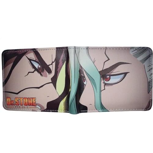Japanese Anime Dr. Stone Wallet Short Purse PU Leather DR STONE Whit Credit Card Holder Coin Pocket
