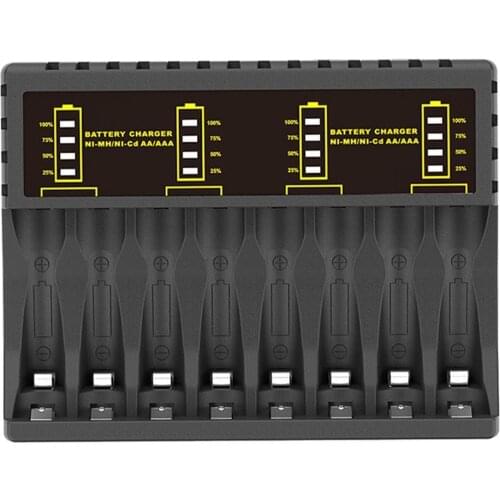 8 Slot Battery Charger Fast Charging LCD Indicator for AA/AAA / Ni-Mh / Ni-Cd Rechargeable Batteries Protection Charger