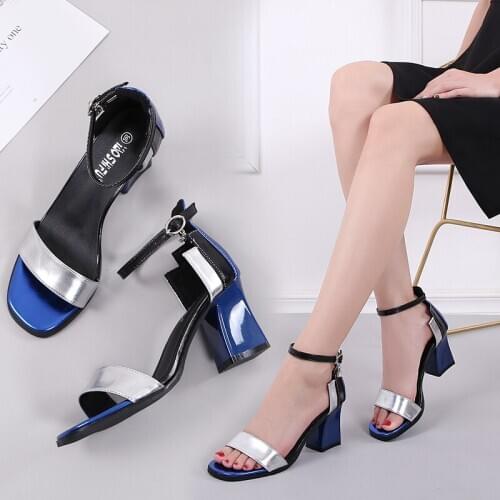 22019 spring and summer sexy patent leather fish mouth hollow shallow mouth high heels fashion womens sandals large size 33-40