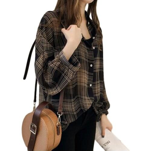 Women Chiffon Casual Plaid Shirt New Summer Sunscreen Shirt Jacket Cardigan Fashion Plus Size Blouse Outerwear Black 4XL 100 kg