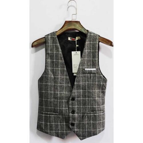 Vintage England Slim Suit Vest Men Casual Business Professional Vest Korean Waistcoat Plaid Vest Man Clothing Plus Size 7XL