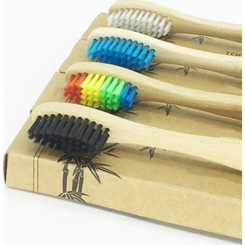 100 Pieces Black 100% Bamboo Toothbrush Wood toothbrush Novelty Bamboo soft-bristle Bamboo Fibre Wooden Handle