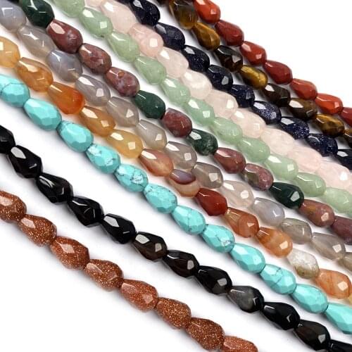 20Pcs/strand Natural Stone Beads Jewelry Making Section Drop-shaped Loose Beads Charms DIY Necklace Bracelet Handiwork Accessory