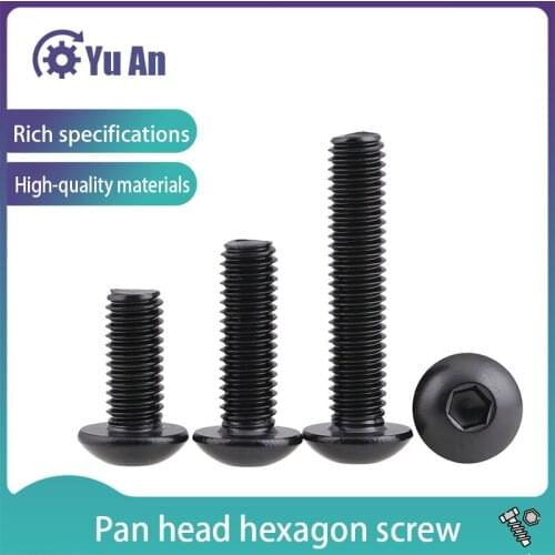 304 Black Stainless Steel Round Head Hexagon Screw Pan Head Hexagon Screw/Bolt M3 M4 M5 50PCS