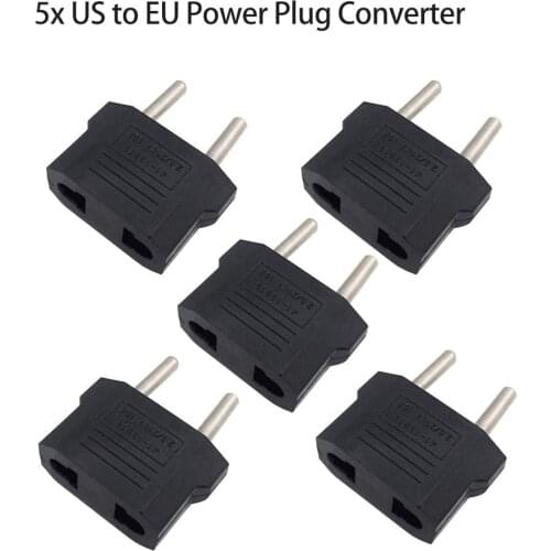 5PCS Power Plug Adapter US To EU Euro Europe Plug Power Plug Converter Travel Adapter US To EU Adapter Electrical Socket