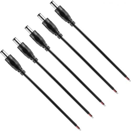 5pcs DC Power Pigtail Cable 5V 12V 0.3/0.5mm2 5.5x2.1mm Male Jack Cord DC Connector For LED Driver 5050 LED Strip Light