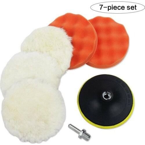 6inch Car Polishing Disc Self-Adhesive Buffing Waxing Sponge Wool Wheel Polishing Pad for Car Polisher M14 Thread Drill Adapter
