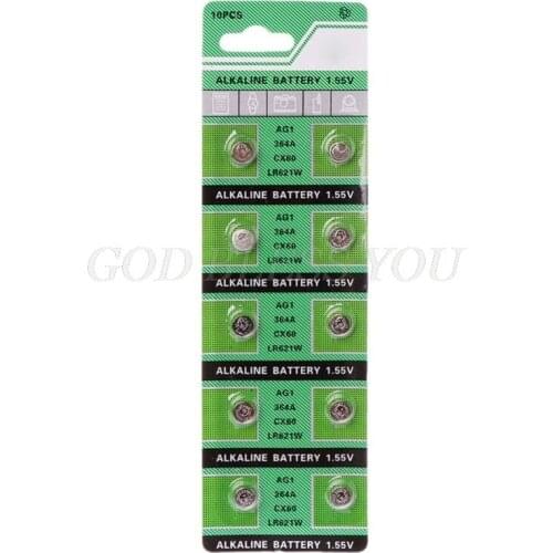 10Pcs Watch Battery AG1 1.55V 364 SR621SW LR621 621 LR60 CX60 Alkaline Button Coin Cell Batteries Drop Shipping