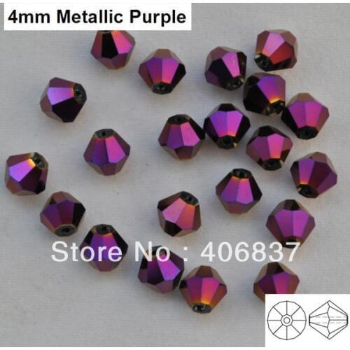 Free Shipping! AAA Quality 720 pcs/Lot Metallic Purple 4mm #5301 Crystal Bicone Beads