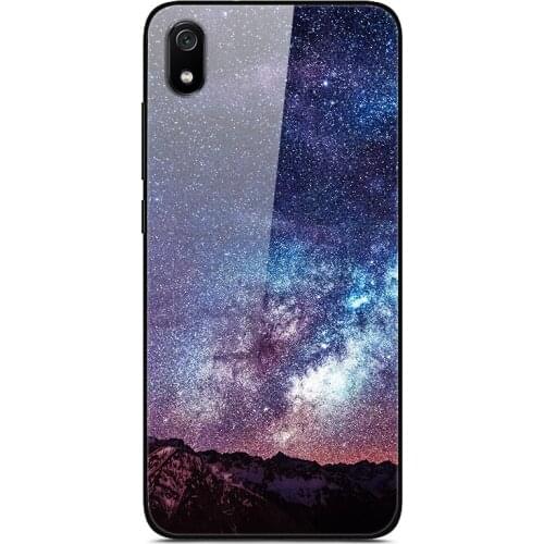 For Xiaomi Redmi 7A Phone Case Tempered Glass Case Back Cover Star Sky Pattern