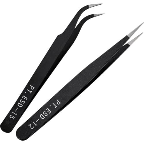 Black Eyelash Extension Tweezers Stainless Steel Eyebrow Clip Nail Art Rhinestones Picking Tool False Eyelashes Makeup Tools