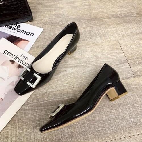 Designer Women Boat Shoes Vintage Business Thick Heel Women High Heels Zapatillas Mujer Pump Party Women Dress Shoes