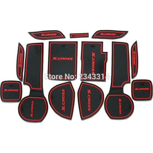 For 2014-2018 Suzuki SX4 S-Cross S Cross Latex Gate Slot Pad Non-slip Cup Mats Anti Slip Door Groove Mat Stickers Car Accessory