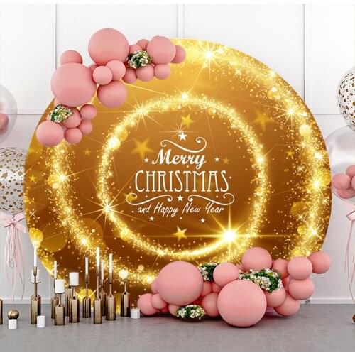 Round Circle Merry Christmas Backgrounds For Photography Holiday Kids Party Cartoon Child Photozone Poster Photo Backdrops