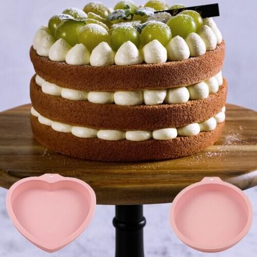 Birthday Cake Moulds 6/8 Inch Round Rainbow Chiffon Silicone Cake Molds Kitchen Bakeware Heart-Shaped Mousse Pastry Baking Tools