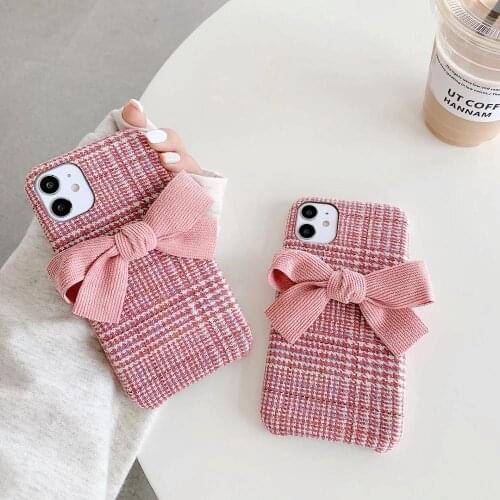 Woolen cloth tie Checks Winter Phone Case For iPhone11 XSMAX 78PLUS SE2020 XR 6S Cover Skinny Shell Body Protection