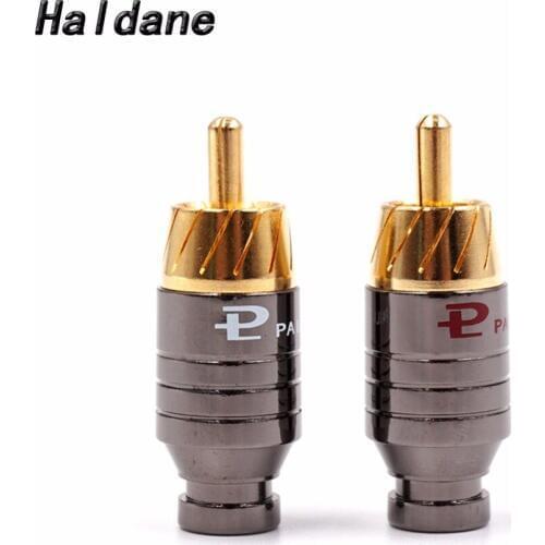 Haldane 4pcs/Lot Copper RCA Plug Gold Plated Audio Video Adapter Connector HIFI Audio Video RCA Plug RCA Socket
