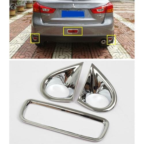 Chrome ABS Rear Fog Light Lamp Cover Trim For 2013-2015 Mitsubishi Outlander Sport/ASX (3PCS)