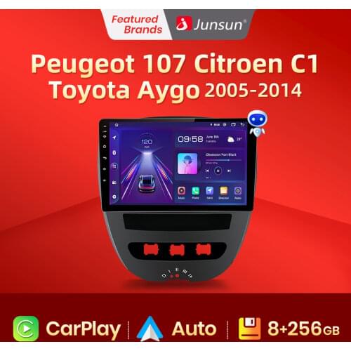 Junsun V1 pro 2G+128G Android 10 For PEUGEOT 107 Citroen C1 Toyota Aygo 2005 - 2014 Car Radio Multimedia Video Player GPS dvd