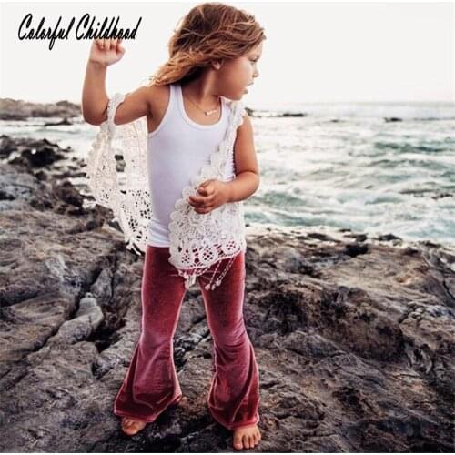 Quality Autumn Girl Leggings Elastic pleuche flare Pants kids vintage Baby Legging spring children trousers 1-4Y