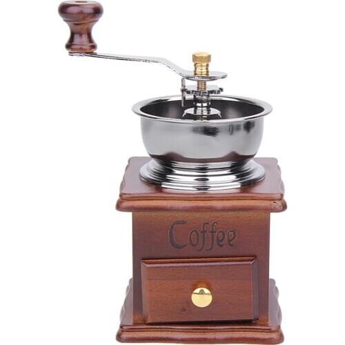 Classical Wooden Manual Coffee Grinder Stainless Steel Coffee Spice Mini Burr Mill With Ceramic Millston