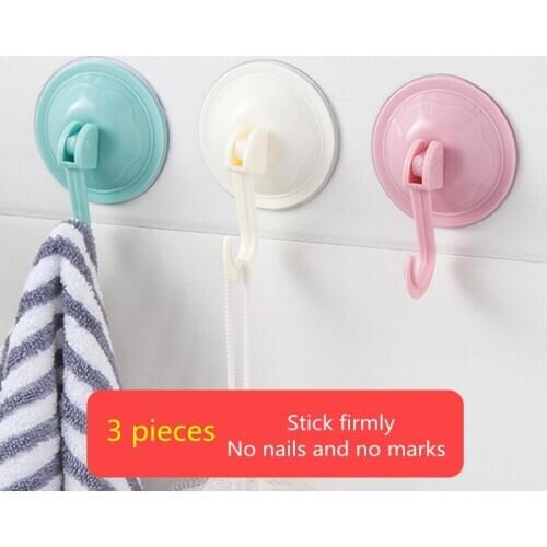 3Pcs 10kg Max Payload Home Accessories Vacuum Suction Cup Hooks Kitchen Bathroom Organizer Strong Heavy Duty Adhesive Wall Hooks