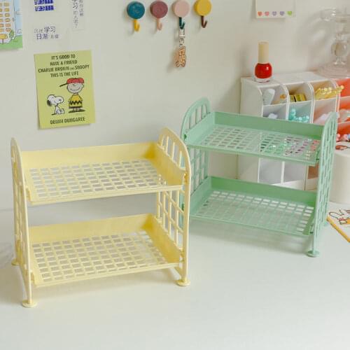 Cosmetic grid desktop shelf double bedroom storage box space saving shelves closet organizer storage shelf