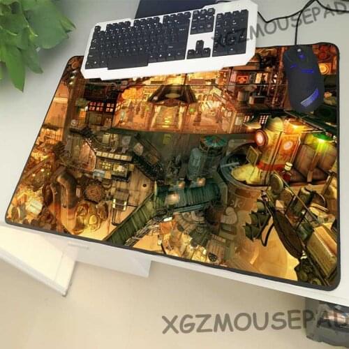 XGZ Landscape Large Size Mouse Pad Black Lock Edge Anime Bustling Urban Computer Game Table Mat Non-slip Rubber Universal
